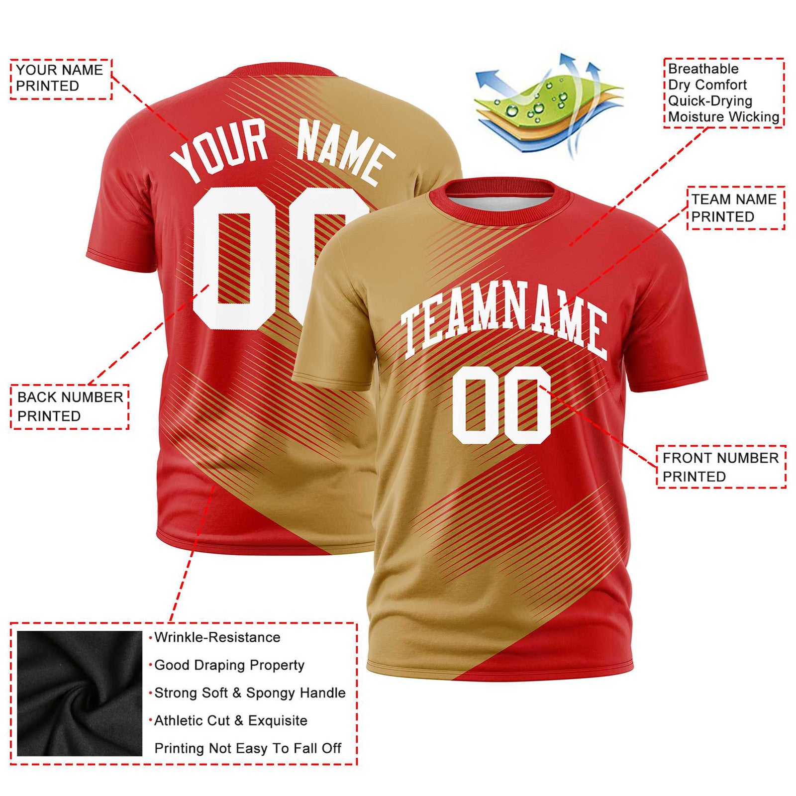 Custom Navy Old Gold 3D Pattern Design Gradient Slope Shapes Performance T-Shirt