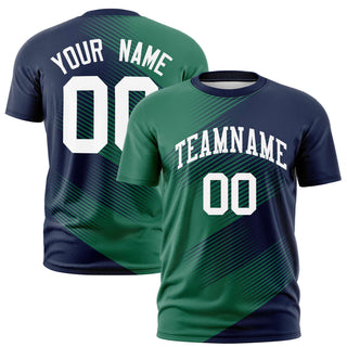 Camiseta deportiva personalizada con diseño 3D de degradado y formas inclinadas en azul marino y verde azulado - Estilo 1