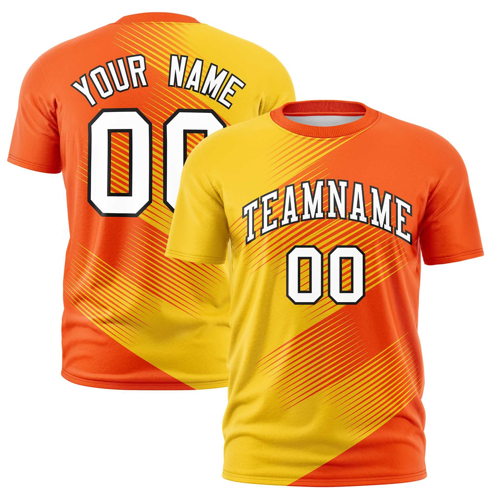 Custom Gold-01 Orange 3D Pattern Design Gradient Slope Shapes Performance T-Shirt