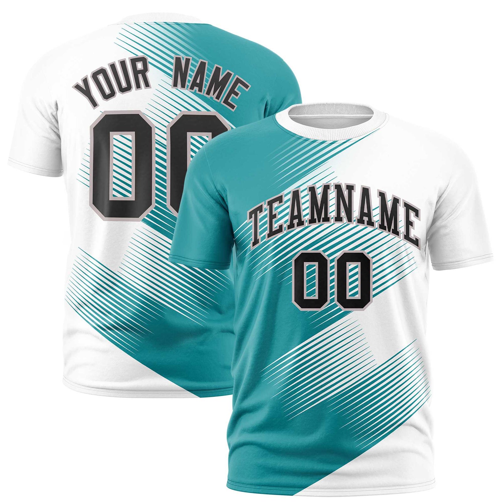 Custom White Aqua 3D Pattern Design Gradient Slope Shapes Performance T-Shirt