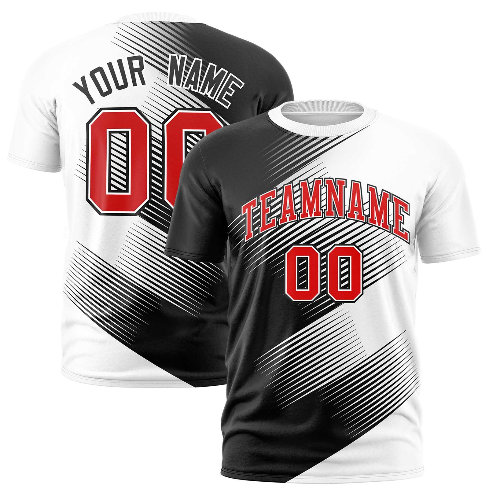Custom Black White 3D Pattern Design Gradient Slope Shapes Performance T-Shirt