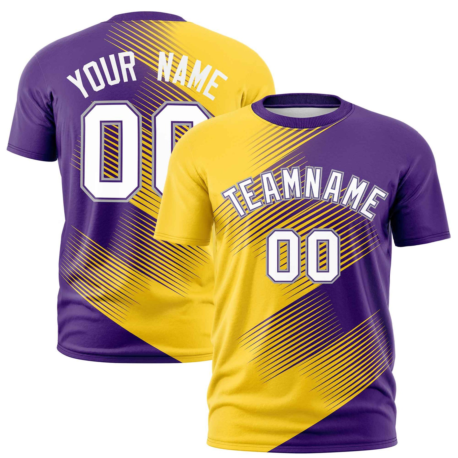 Custom Gold-01 Purple 3D Pattern Design Gradient Slope Shapes Performance T-Shirt