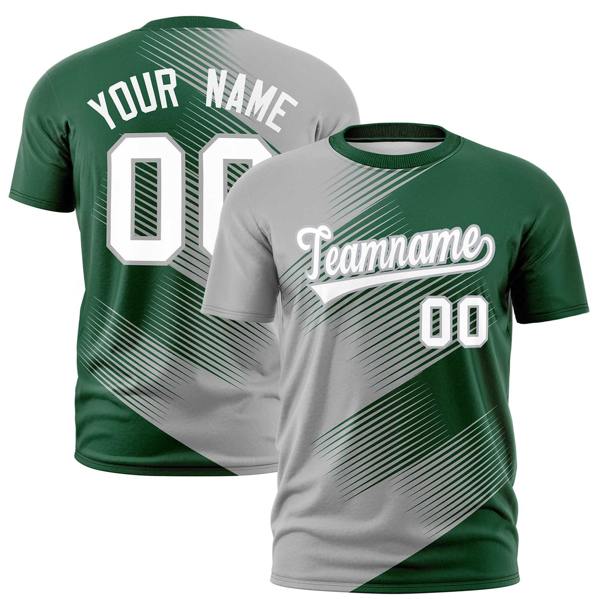 Custom Green Gray 3D Pattern Design Gradient Slope Shapes Performance T-Shirt