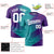 Custom Aqua Purple 3D Pattern Design Gradient Slope Shapes Performance T-Shirt