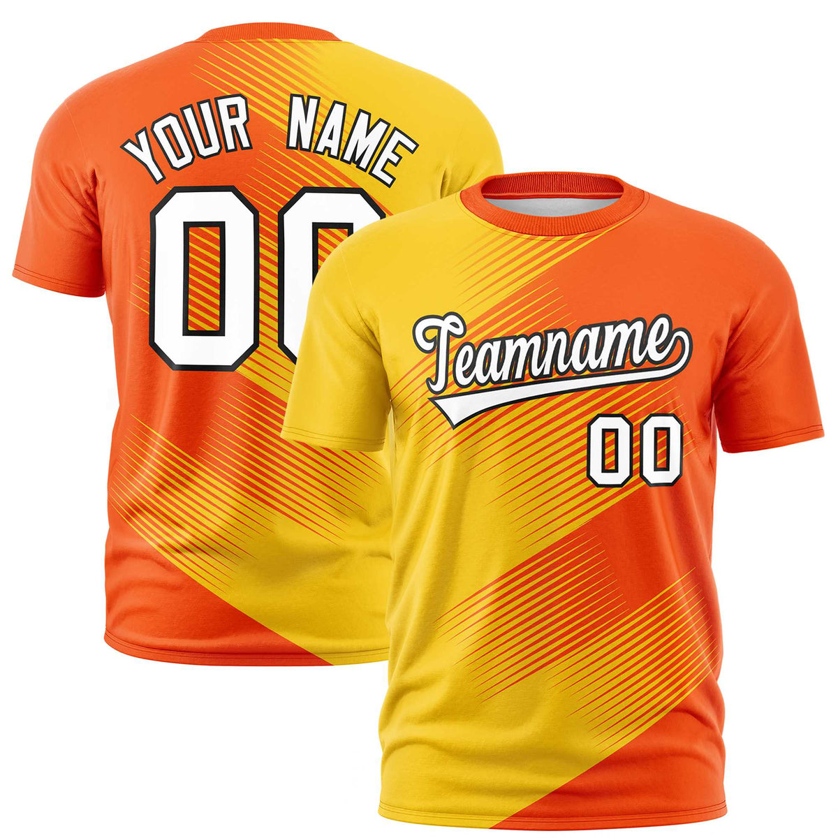 Custom Gold-01 Orange 3D Pattern Design Gradient Slope Shapes Performance T-Shirt