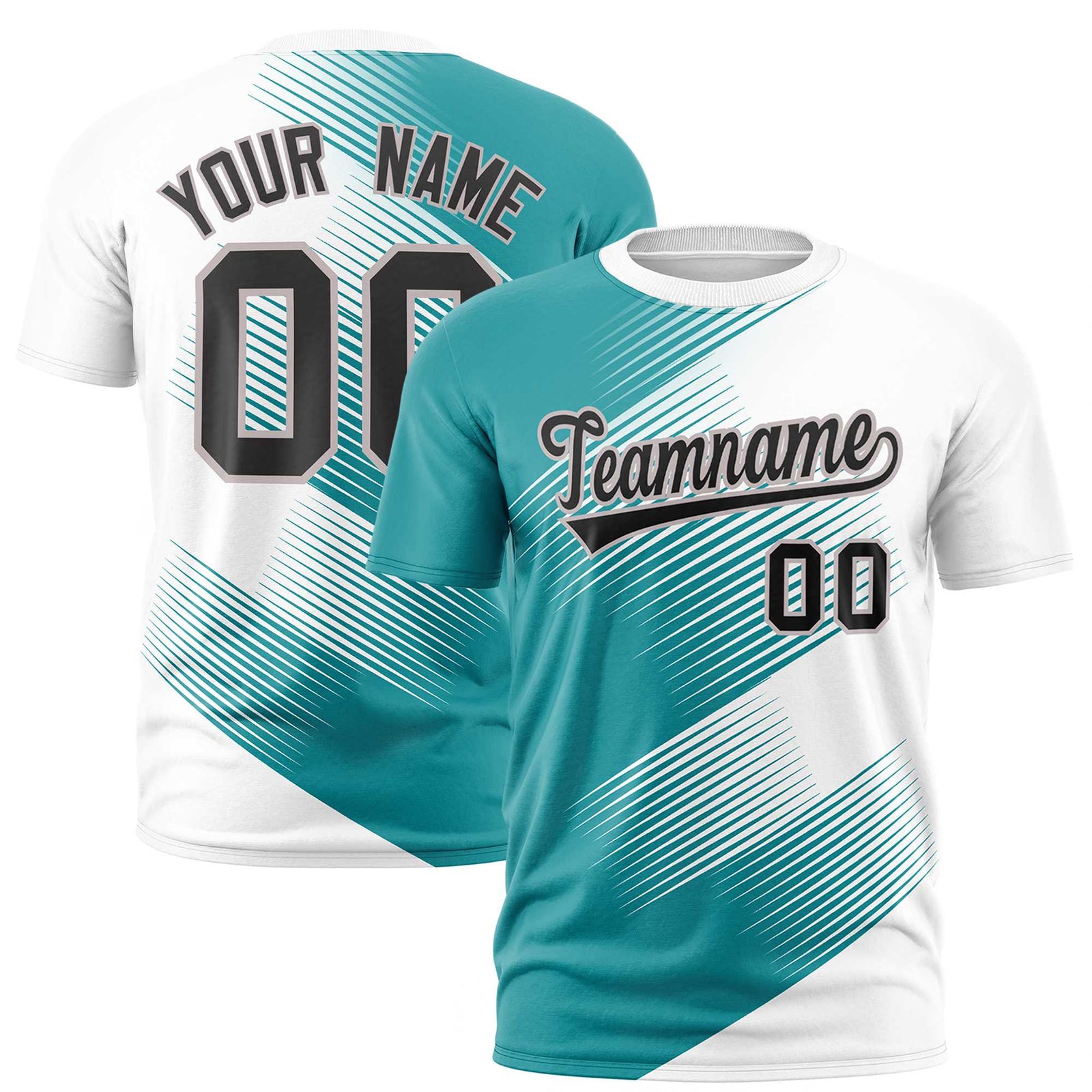 Custom White Aqua 3D Pattern Design Gradient Slope Shapes Performance T-Shirt