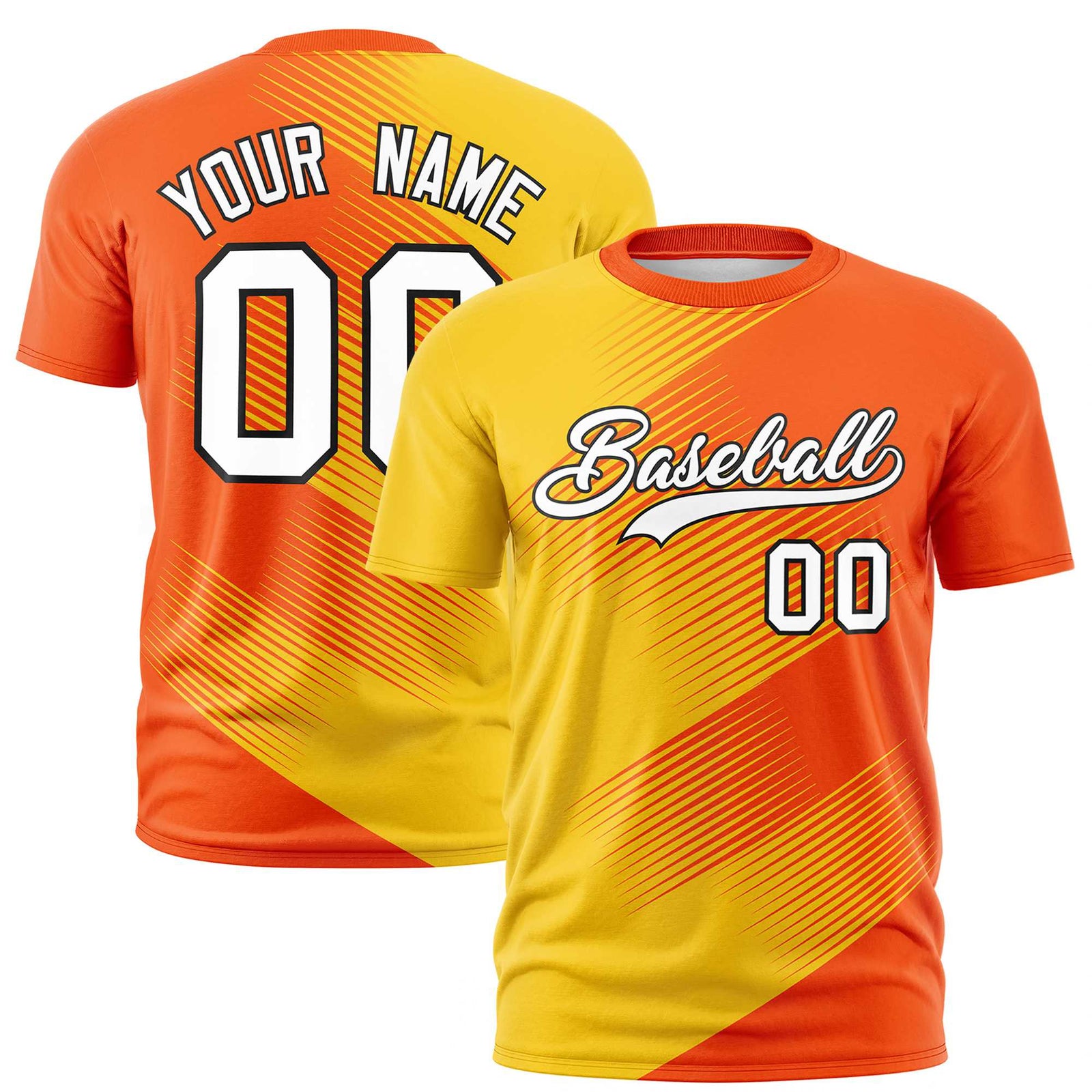 Custom Gold-01 Orange 3D Pattern Design Gradient Slope Shapes Performance T-Shirt