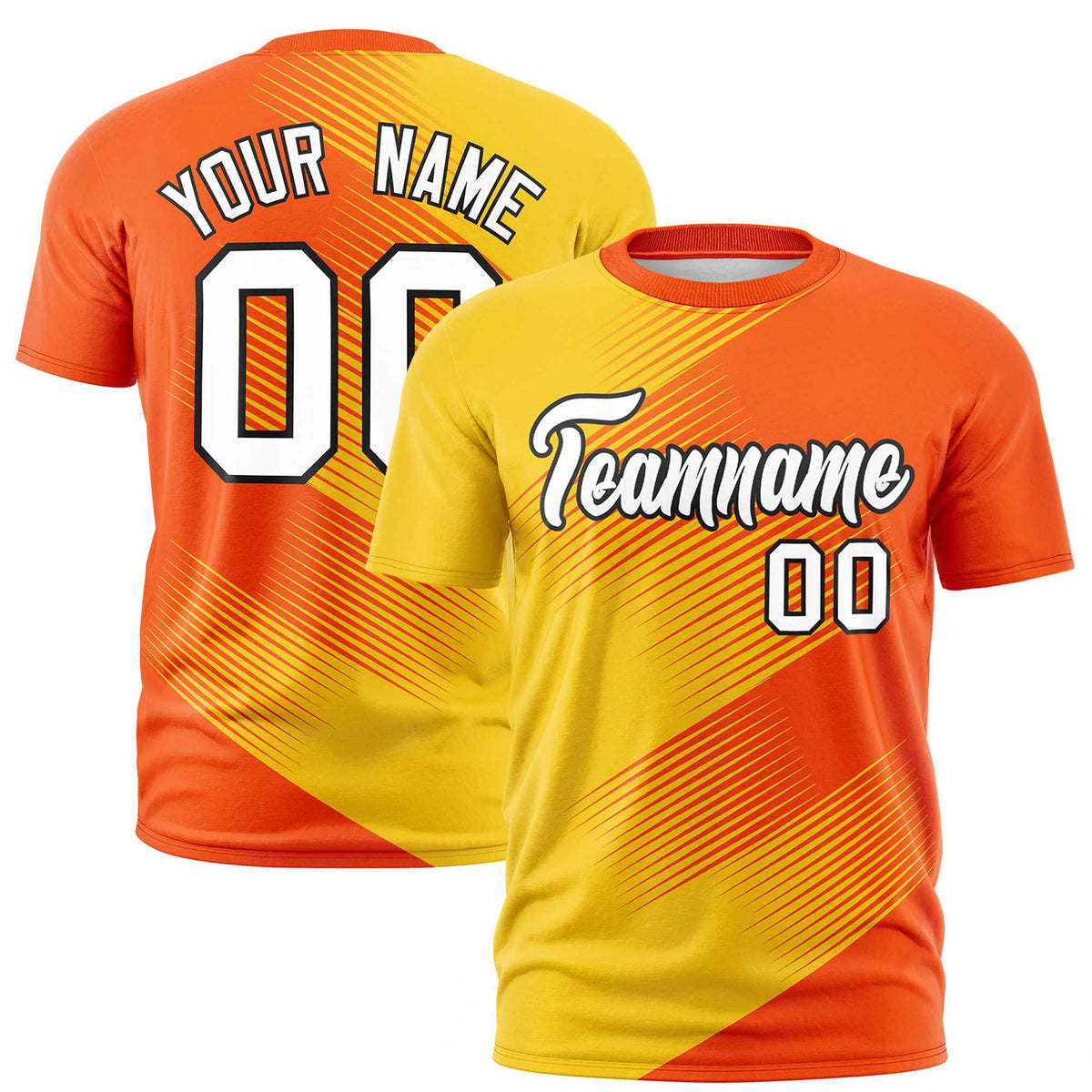Custom Gold-01 Orange 3D Pattern Design Gradient Slope Shapes Performance T-Shirt