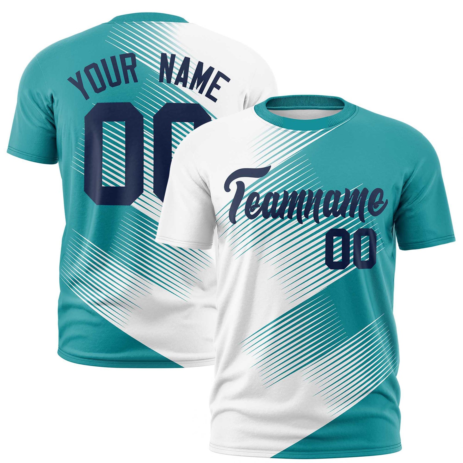 Custom White Aqua 3D Pattern Design Gradient Slope Shapes Performance T-Shirt