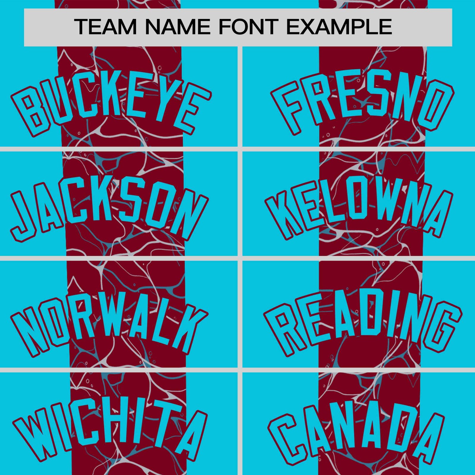 Custom Sky Blue Crimson Crew neck Ripple Shapes Design Performance T-Shirt