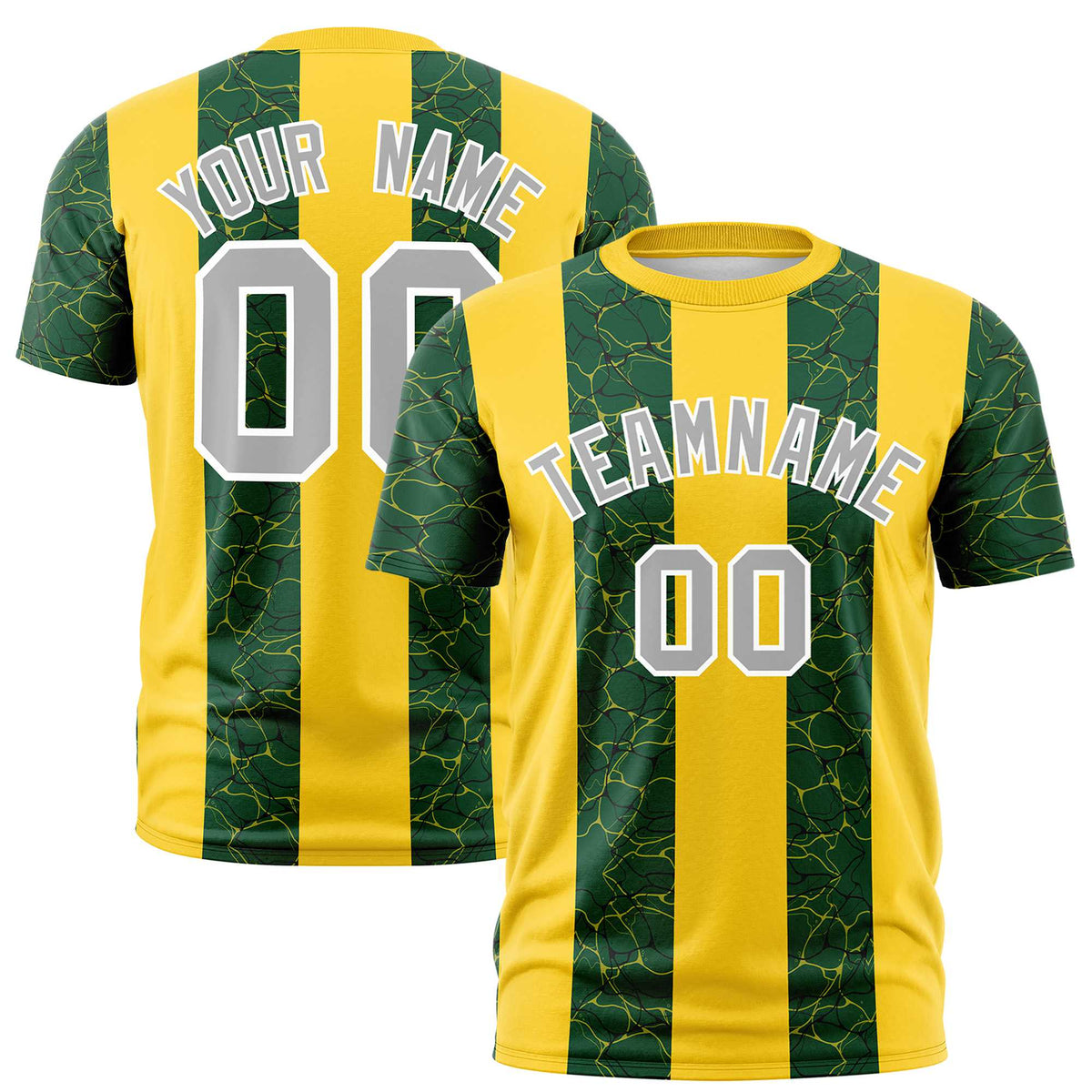 Custom Gold-01 Green Crew neck Ripple Shapes Design Performance T-Shirt