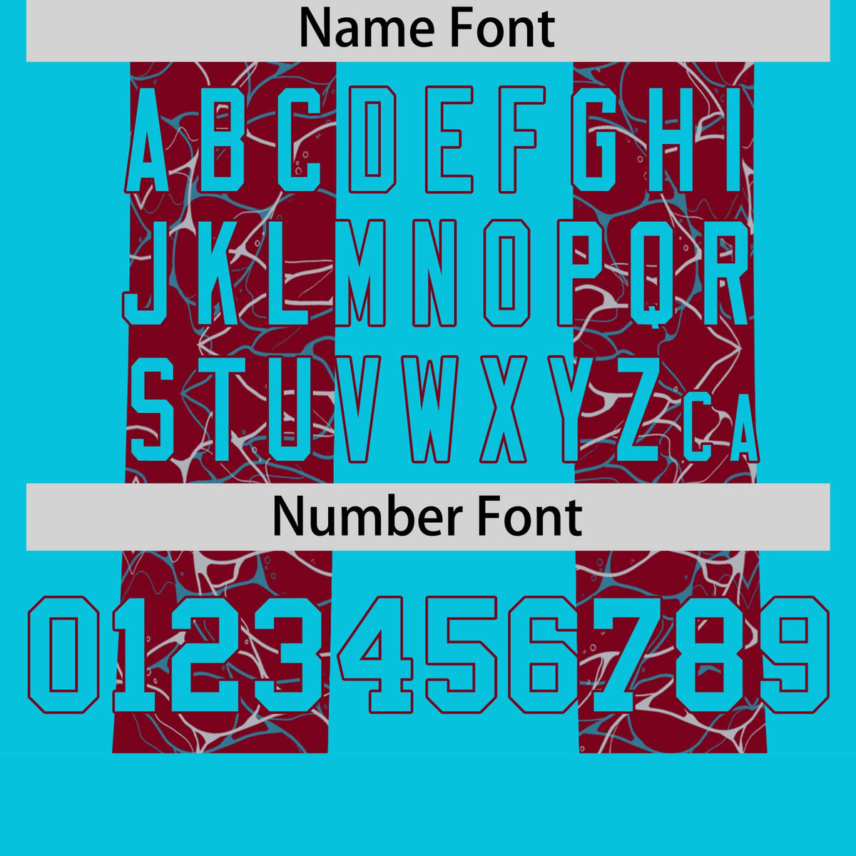 Custom Sky Blue Crimson Crew neck Ripple Shapes Design Performance T-Shirt