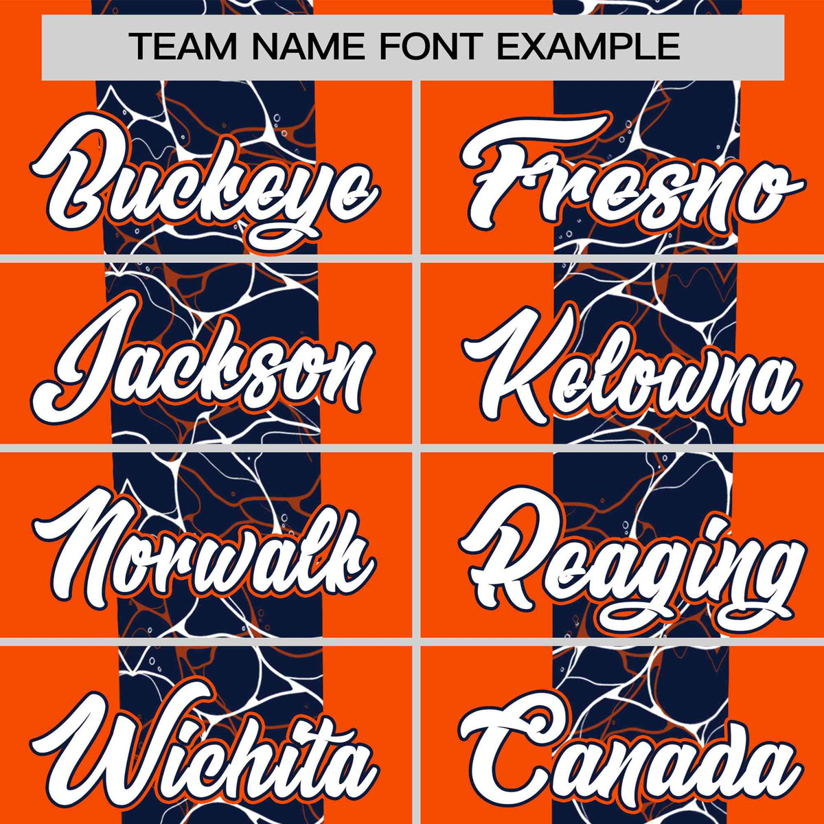 Custom Orange Navy Crew neck Ripple Shapes Design Performance T-Shirt