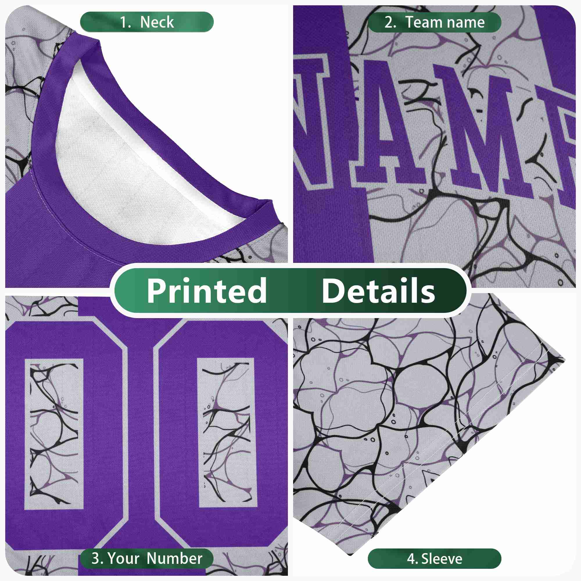 Custom Purple Bright Green Crew neck Ripple Shapes Design Performance T-Shirt