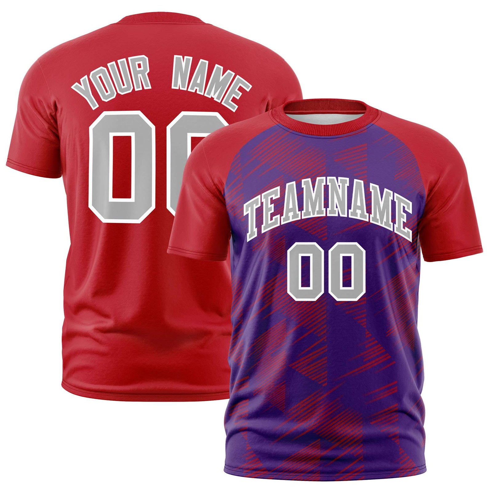 Custom Purple Red Crew neck Triangular Shapes Design Performance T-Shirt