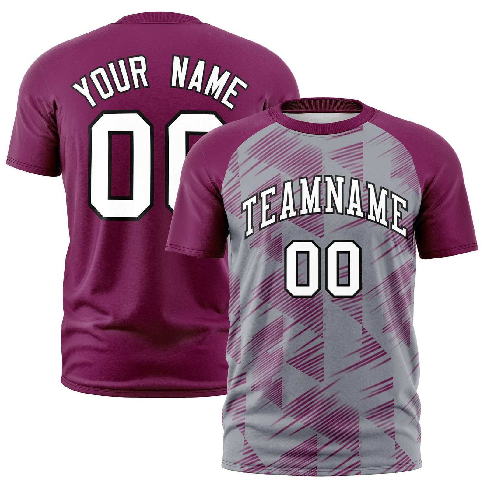 Custom Gray Red Crew neck Triangular Shapes Design Performance T-Shirt