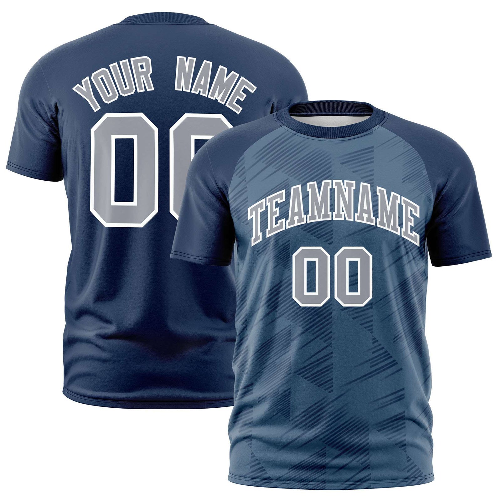 Custom Midnight Blue Navy Crew neck Triangular Shapes Design Performance T-Shirt