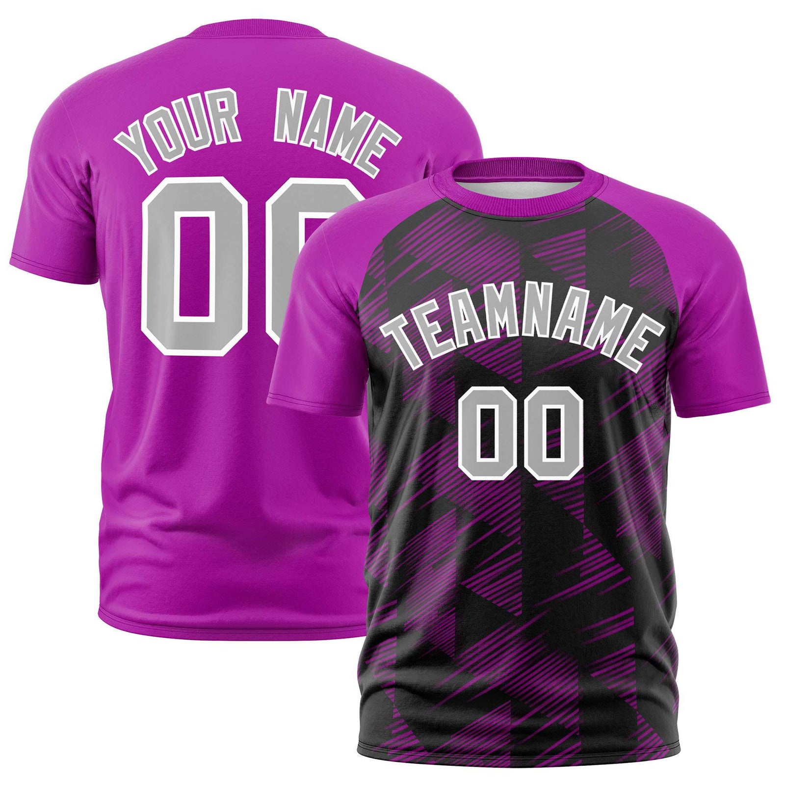 Custom Black Sky Blue Crew neck Triangular Shapes Design Performance T-Shirt