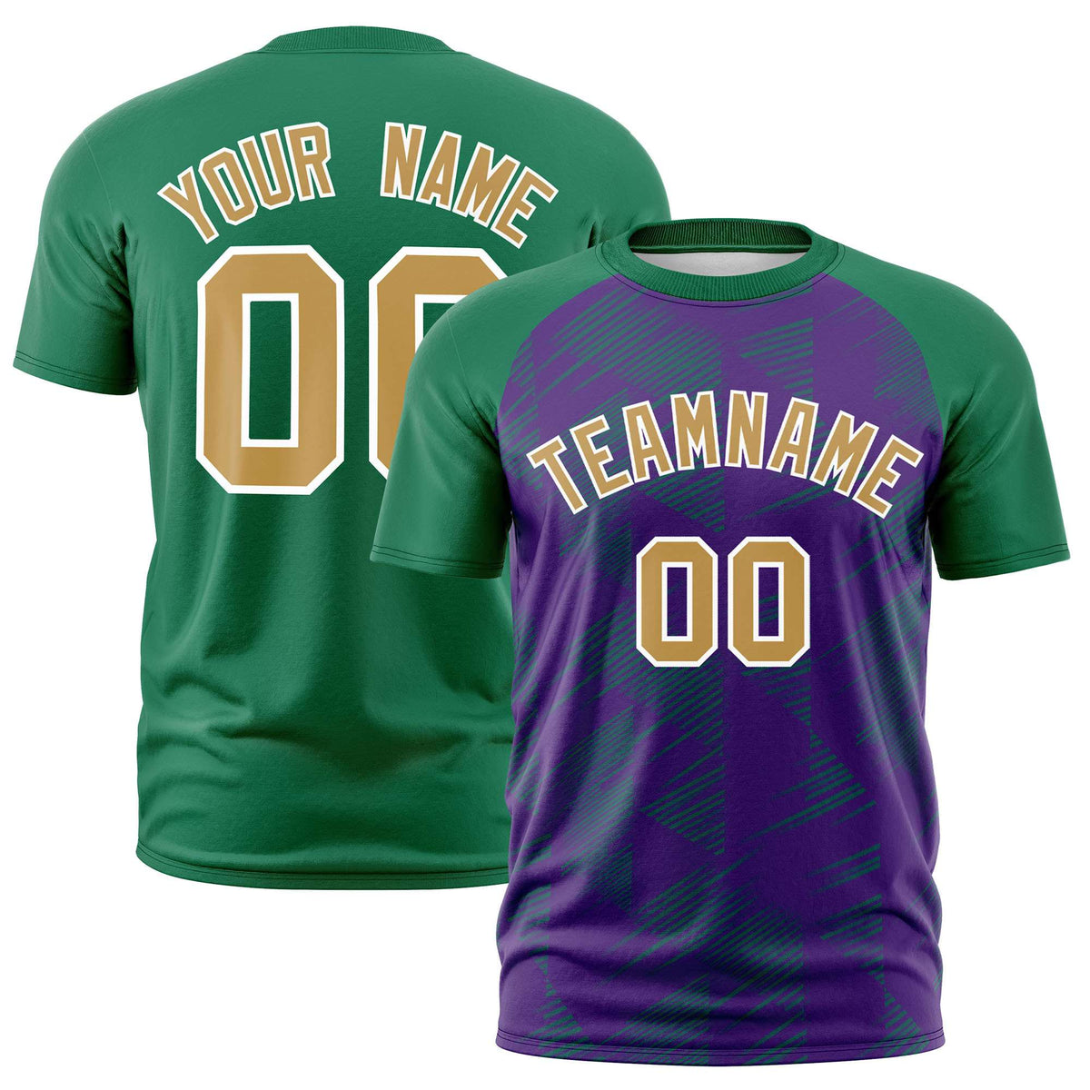 Custom Purple Teal Crew neck Triangular Shapes Design Performance T-Shirt