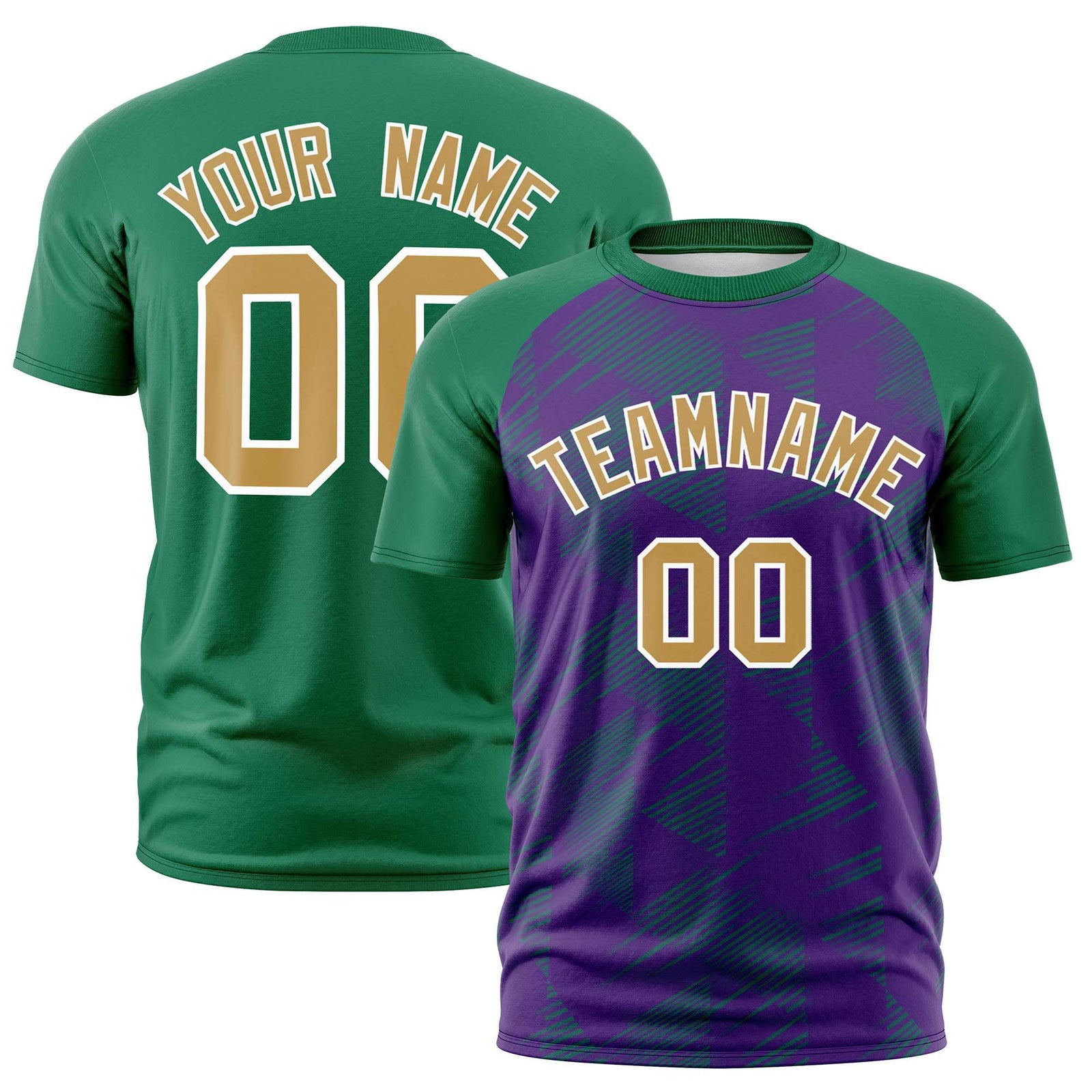 Custom Purple Teal Crew neck Triangular Shapes Design Performance T-Shirt