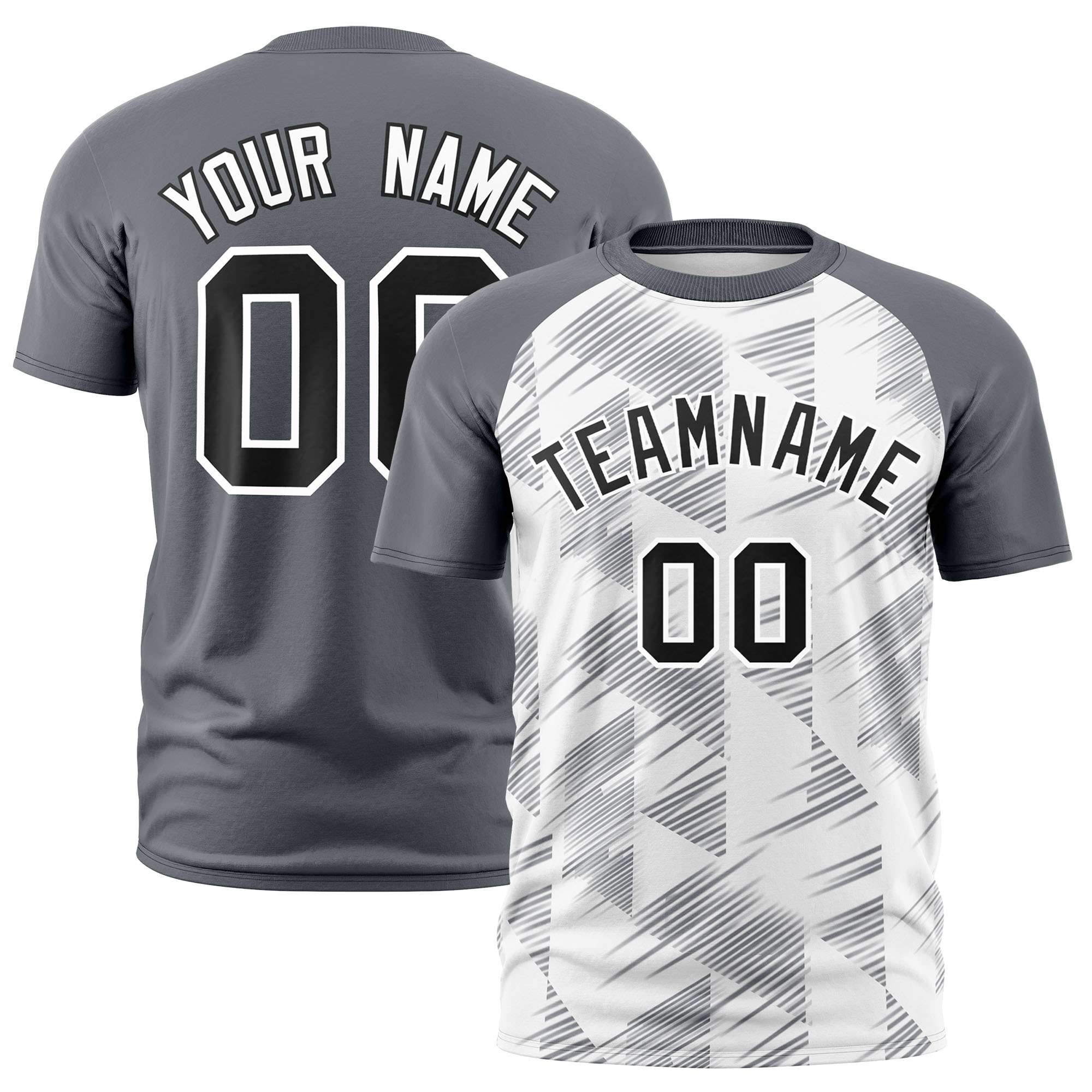 Custom White Gray Crew neck Triangular Shapes Design Performance T-Shirt