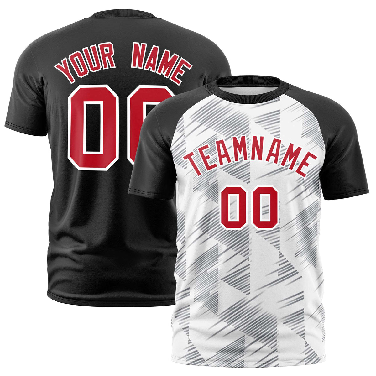 Custom White Black Crew neck Triangular Shapes Design Performance T-Shirt