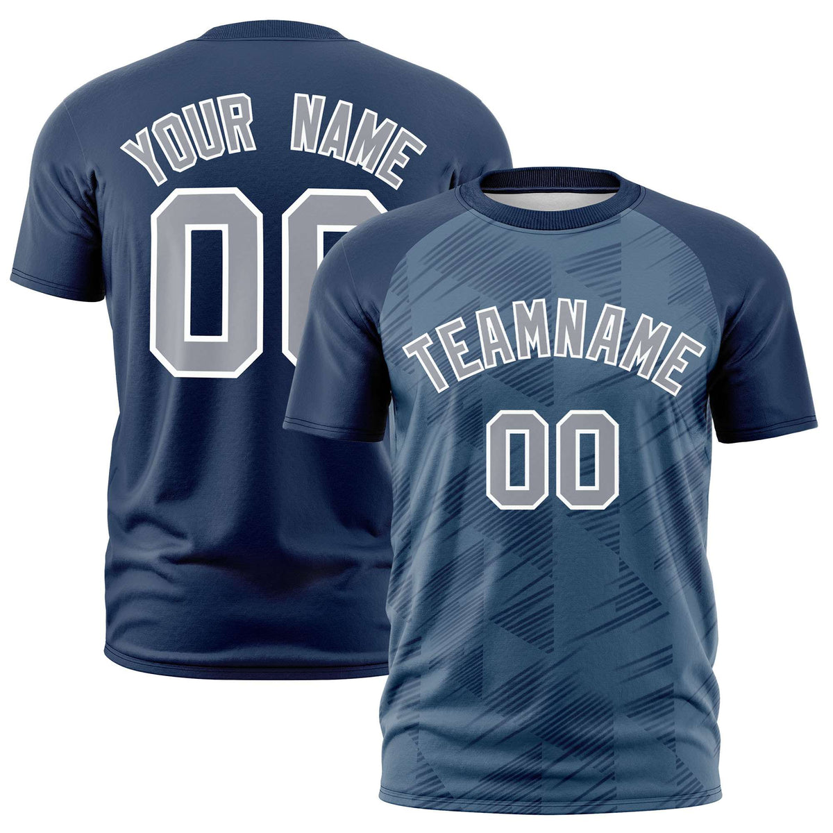 Custom Midnight Blue Navy Crew neck Triangular Shapes Design Performance T-Shirt