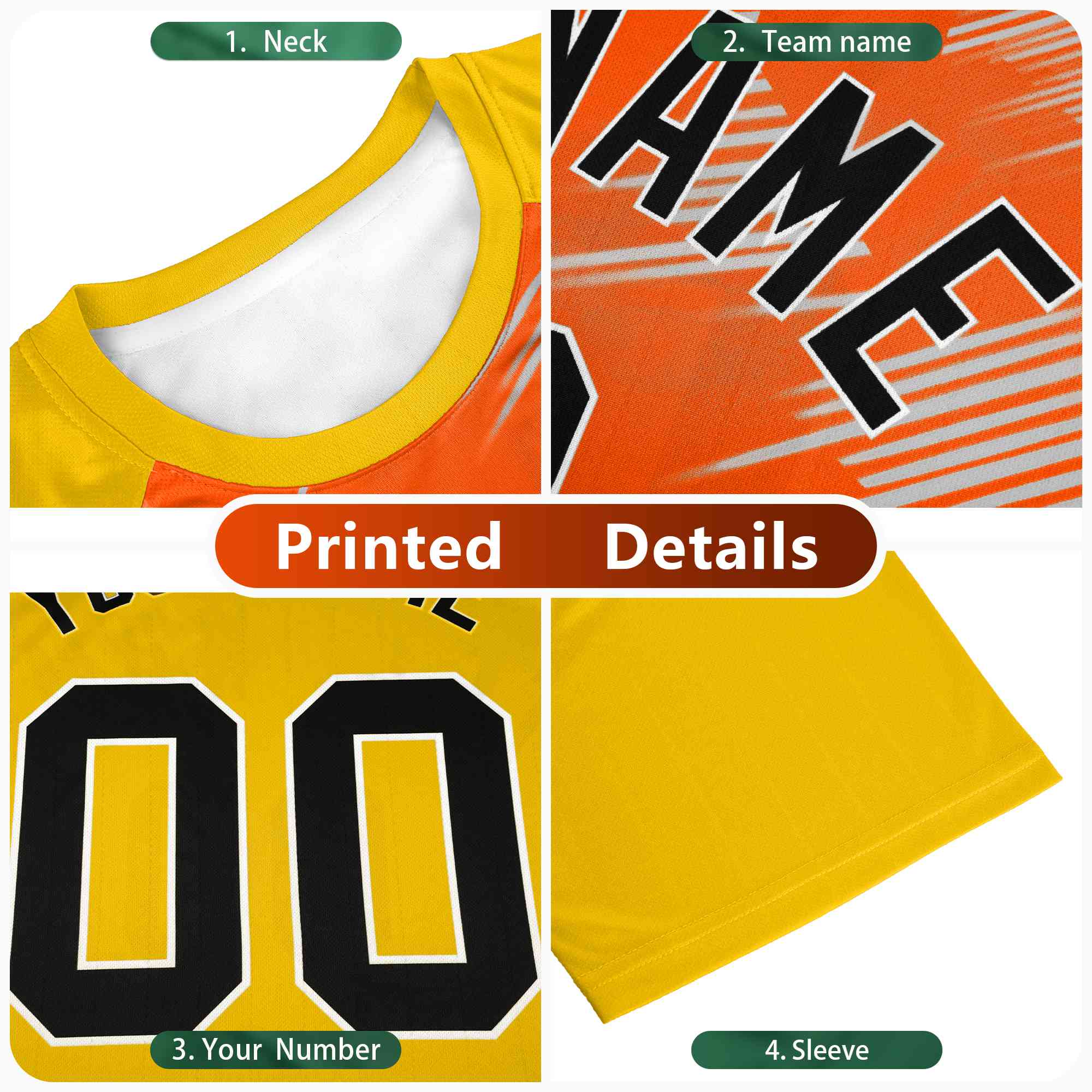 Custom Orange Gold-01 Crew neck Triangular Shapes Design Performance T-Shirt