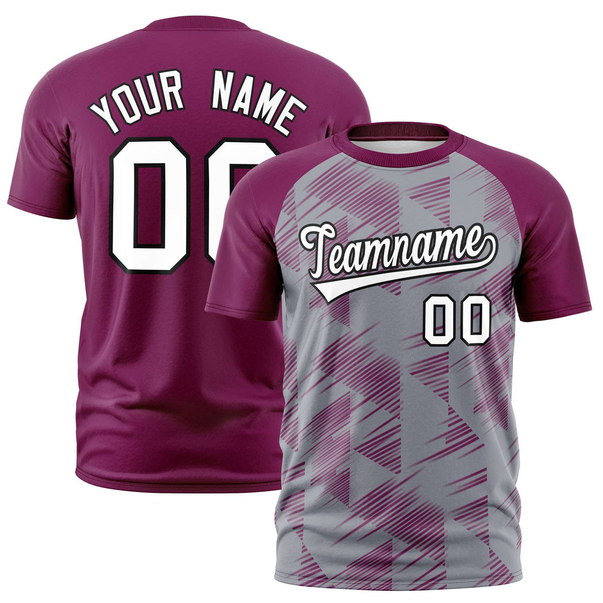 Custom Gray Red Crew neck Triangular Shapes Design Performance T-Shirt