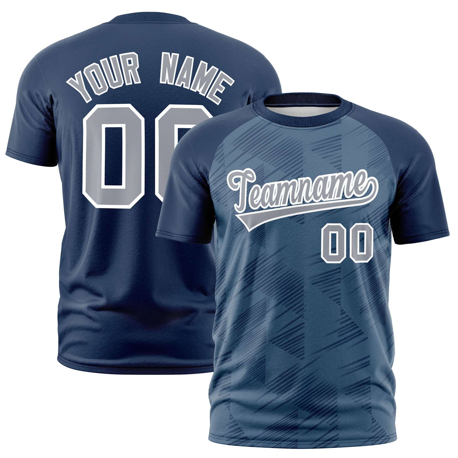 Custom Midnight Blue Navy Crew neck Triangular Shapes Design Performance T-Shirt