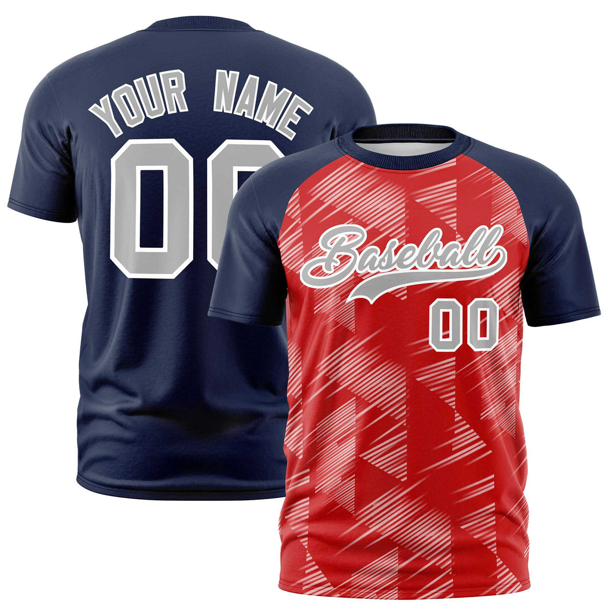 Custom Red Black Crew neck Triangular Shapes Design Performance T-Shirt