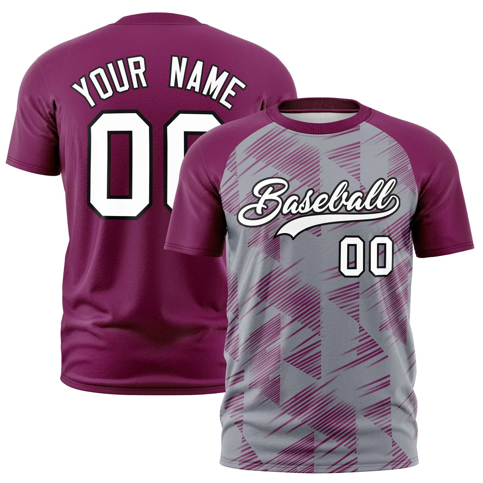 Custom Gray Red Crew neck Triangular Shapes Design Performance T-Shirt