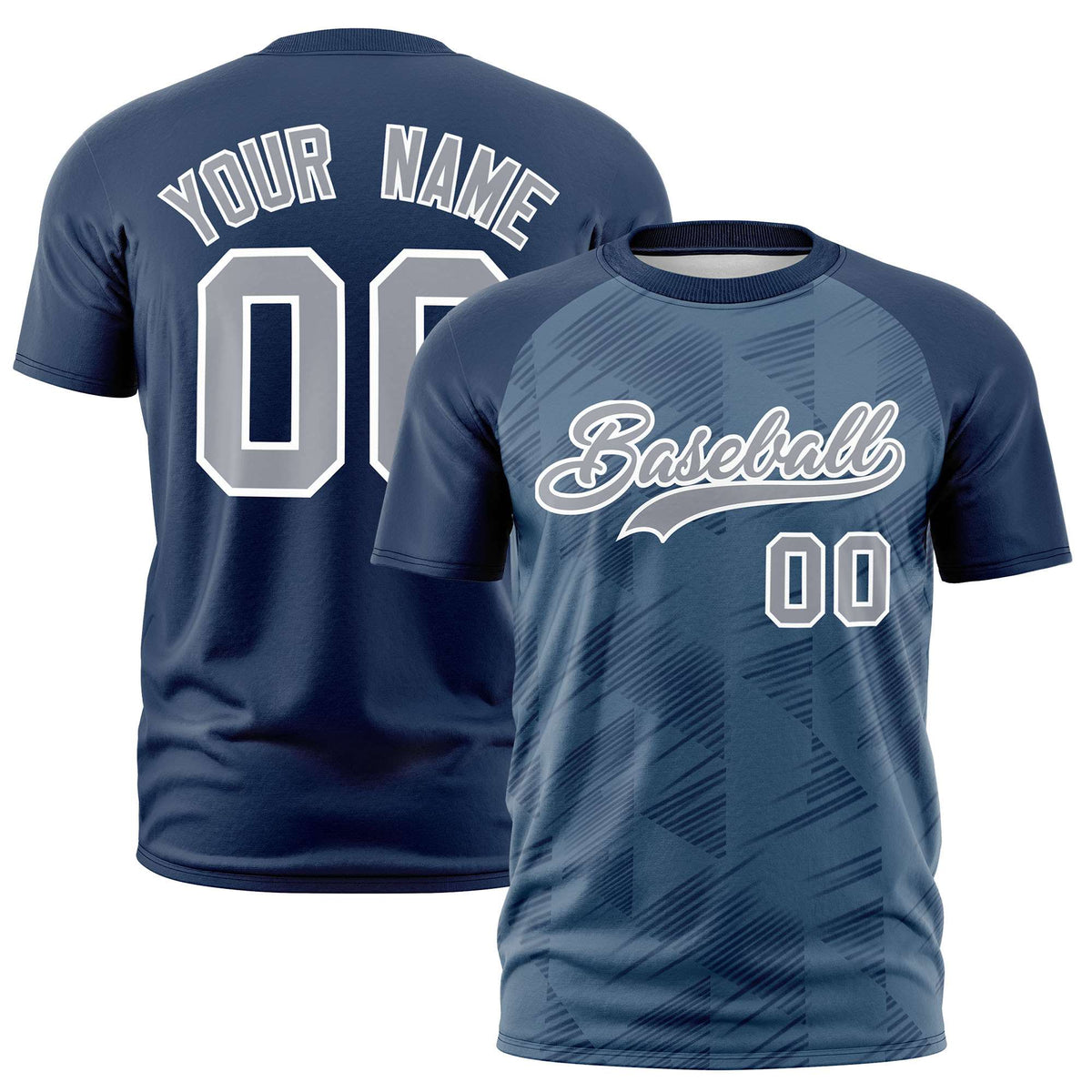 Custom Midnight Blue Navy Crew neck Triangular Shapes Design Performance T-Shirt