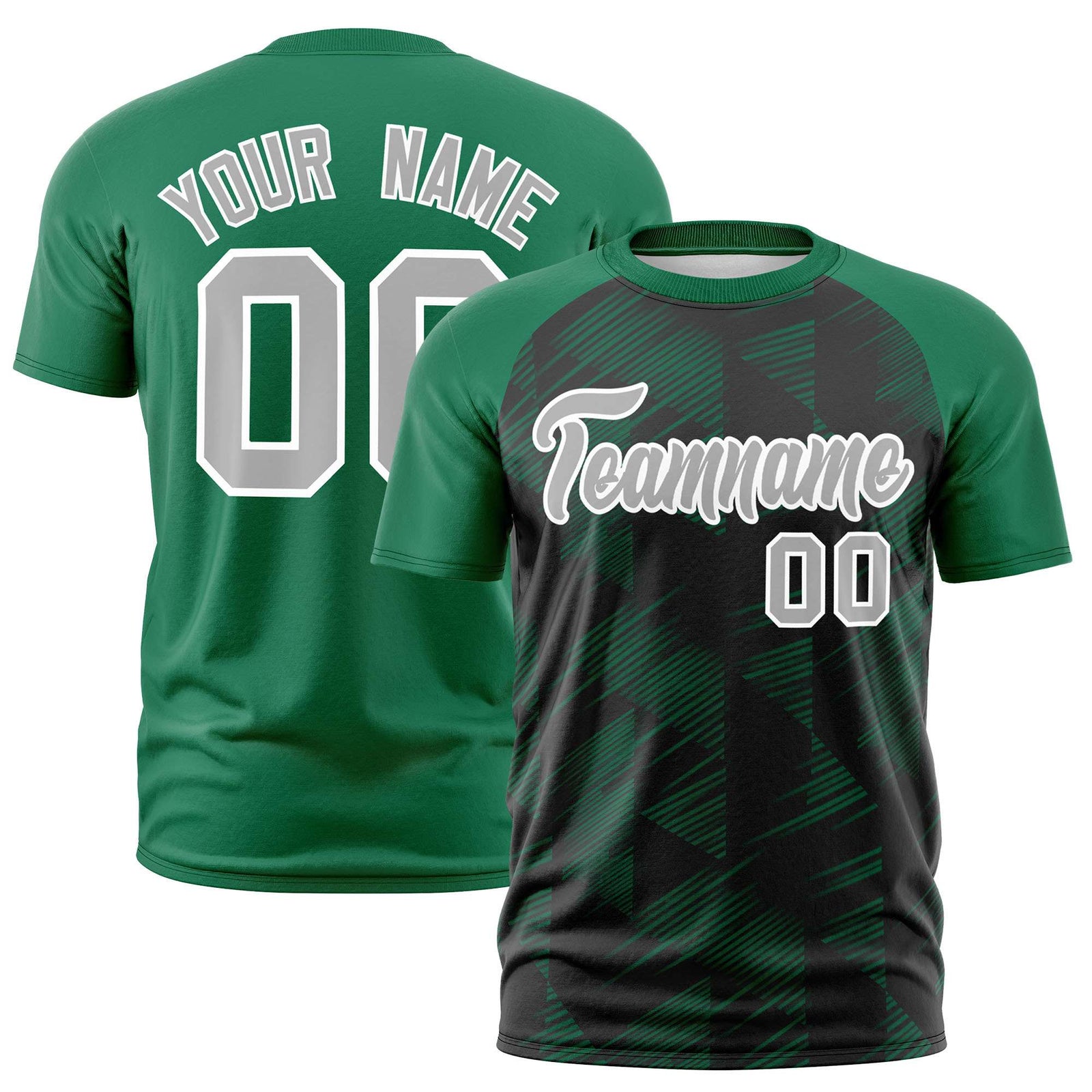 Custom Black Teal Crew neck Triangular Shapes Design Performance T-Shirt