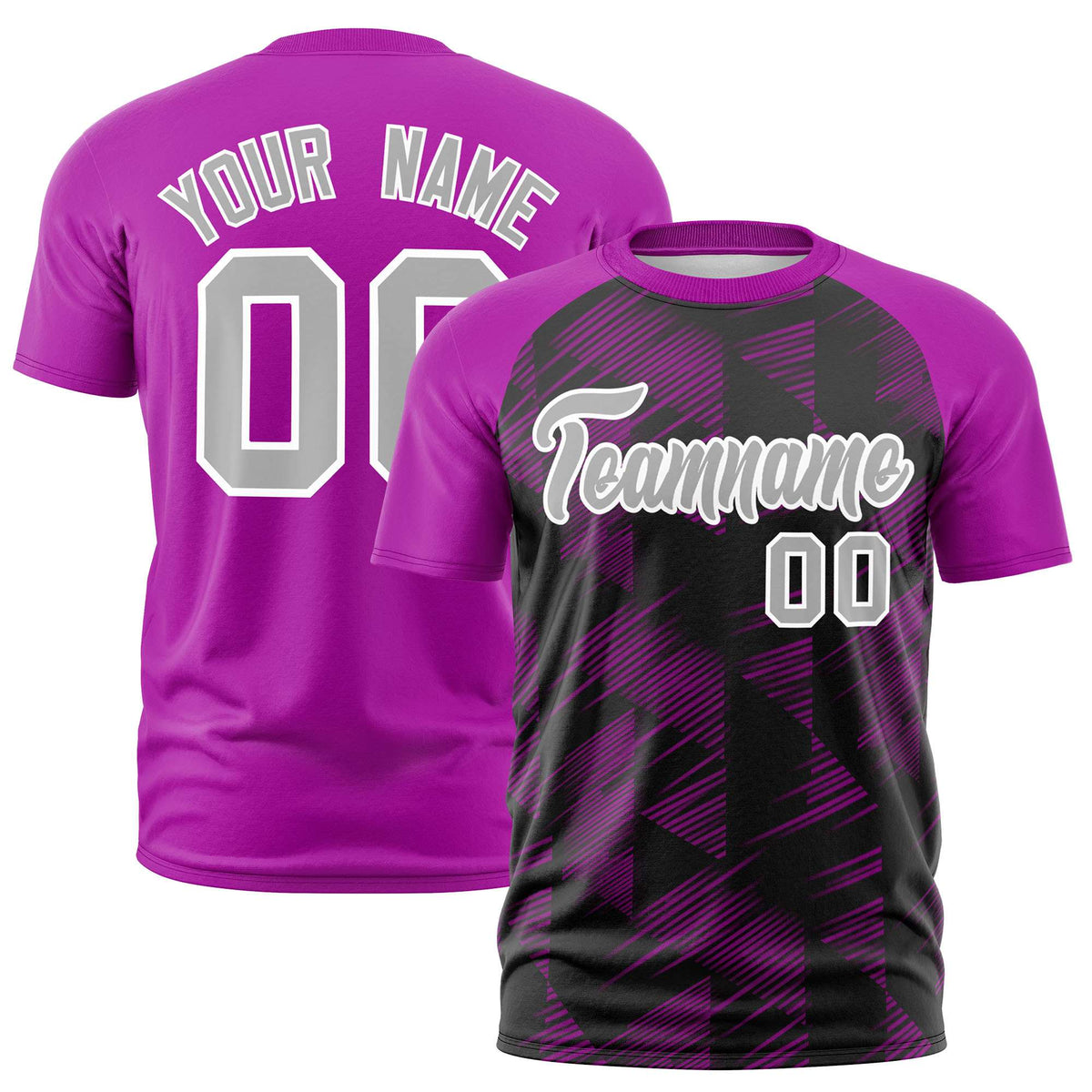 Custom Black Sky Blue Crew neck Triangular Shapes Design Performance T-Shirt