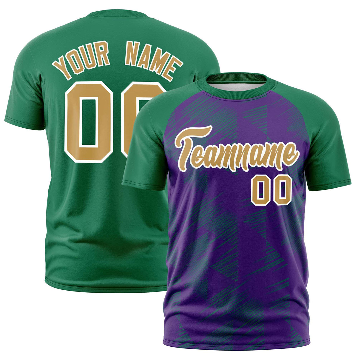 Custom Purple Teal Crew neck Triangular Shapes Design Performance T-Shirt