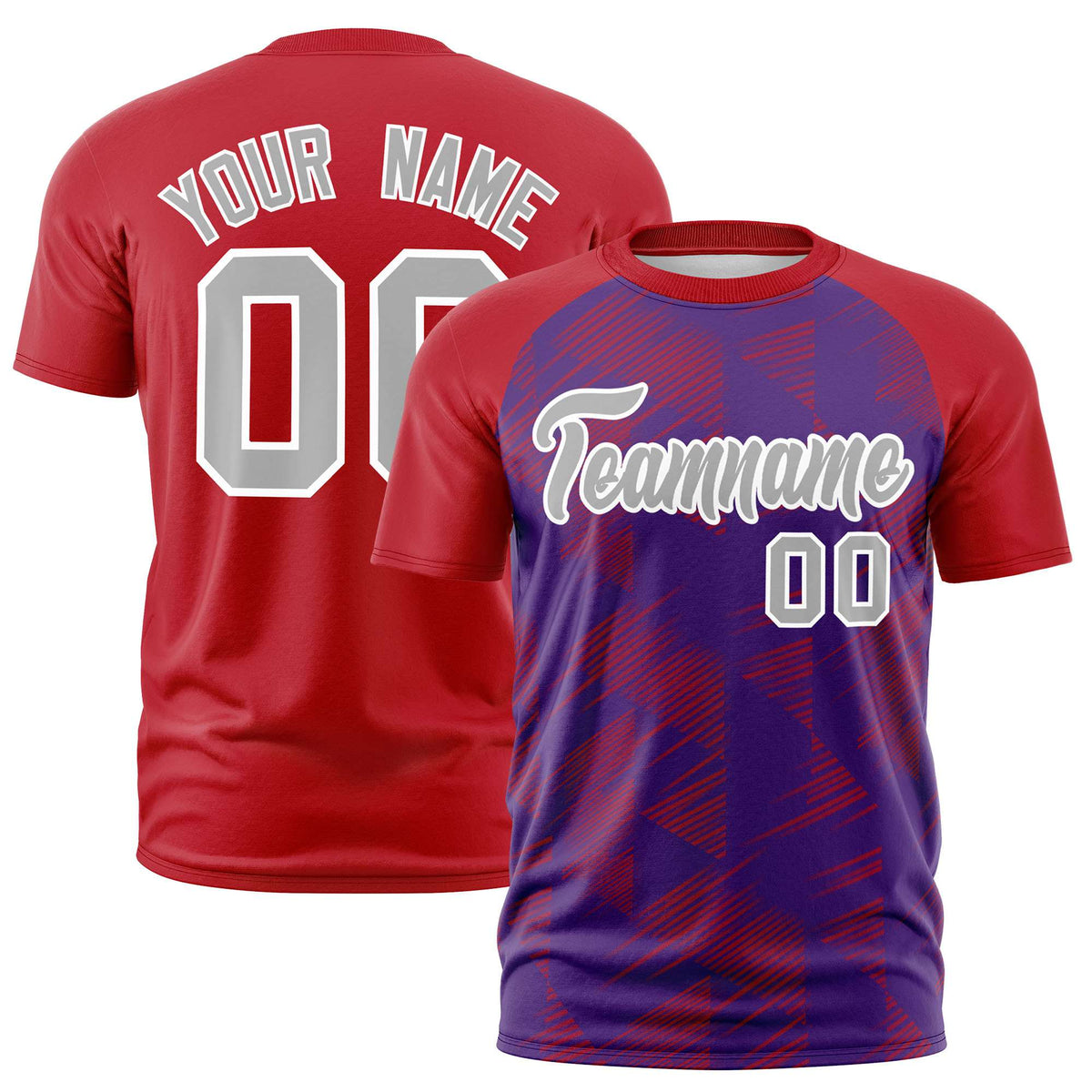 Custom Purple Red Crew neck Triangular Shapes Design Performance T-Shirt