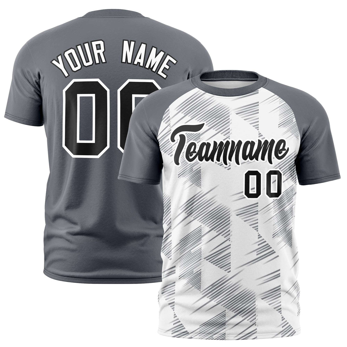 Custom White Gray Crew neck Triangular Shapes Design Performance T-Shirt