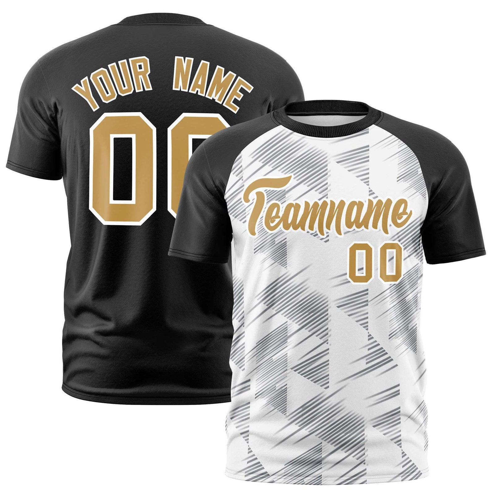 Custom White Black Crew neck Triangular Shapes Design Performance T-Shirt