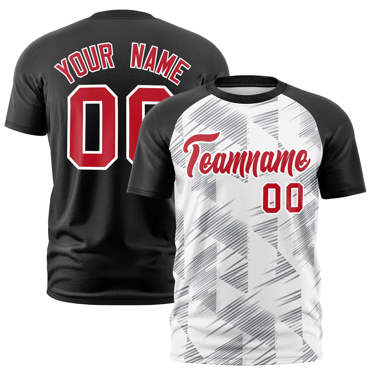 Custom White Black Crew neck Triangular Shapes Design Performance T-Shirt