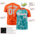 Custom Aqua Orange Crew neck Triangular Shapes Design Performance T-Shirt