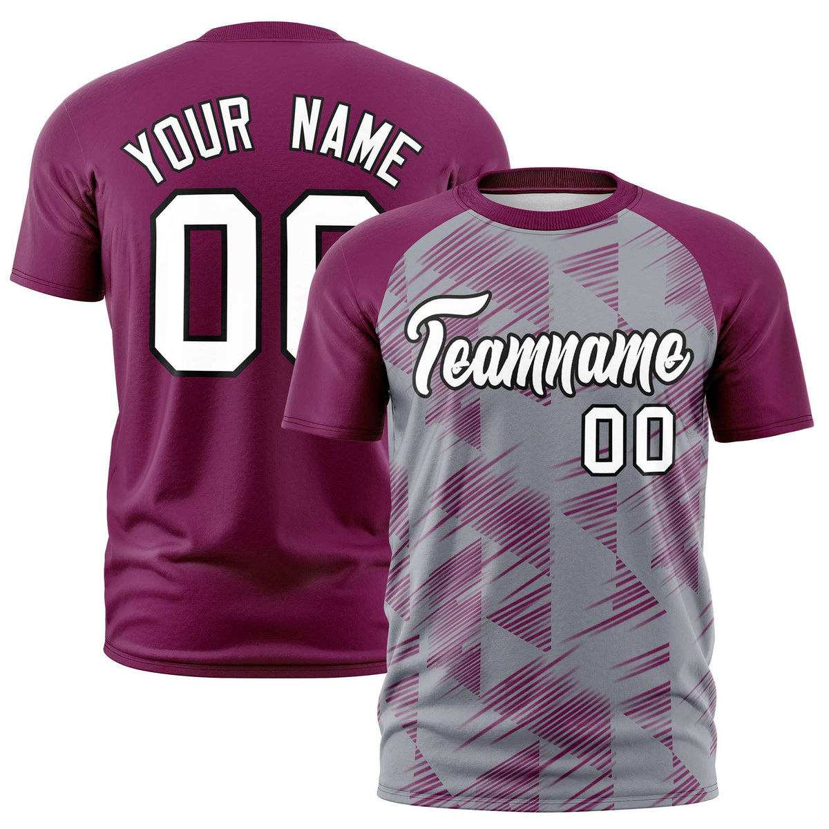 Custom Gray Red Crew neck Triangular Shapes Design Performance T-Shirt