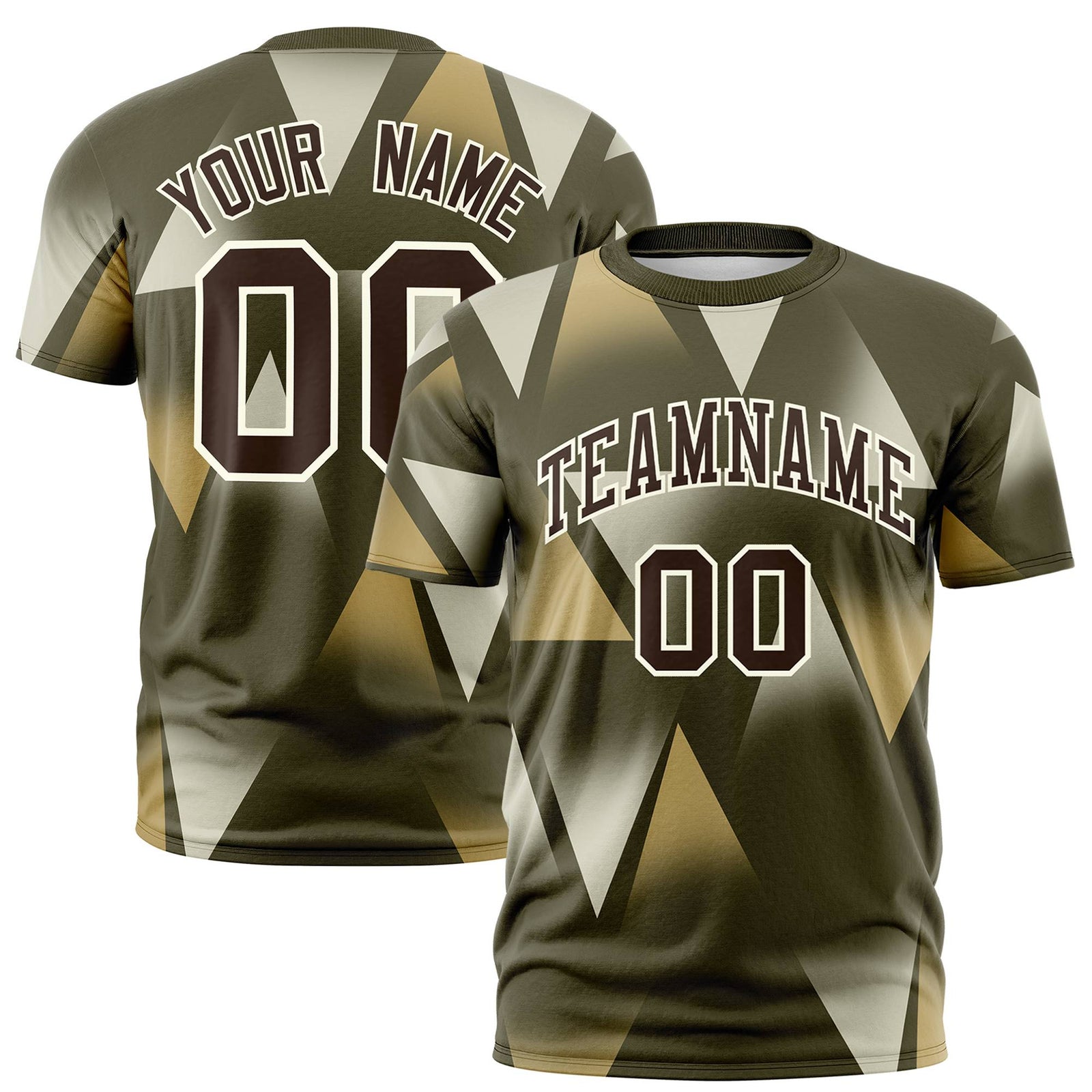 Custom Olive Old Gold-Brown Personalized Triangular Pattern Performance T-Shirt