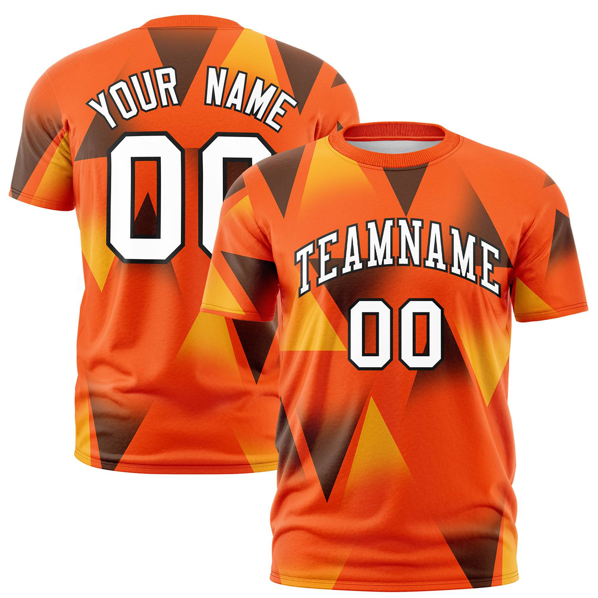 Custom Orange Gold01-Black Personalized Triangular Pattern Performance T-Shirt