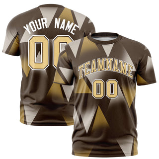 Custom Brown White-Khaki Personalized Triangular Pattern Performance T-Shirt - Style 1