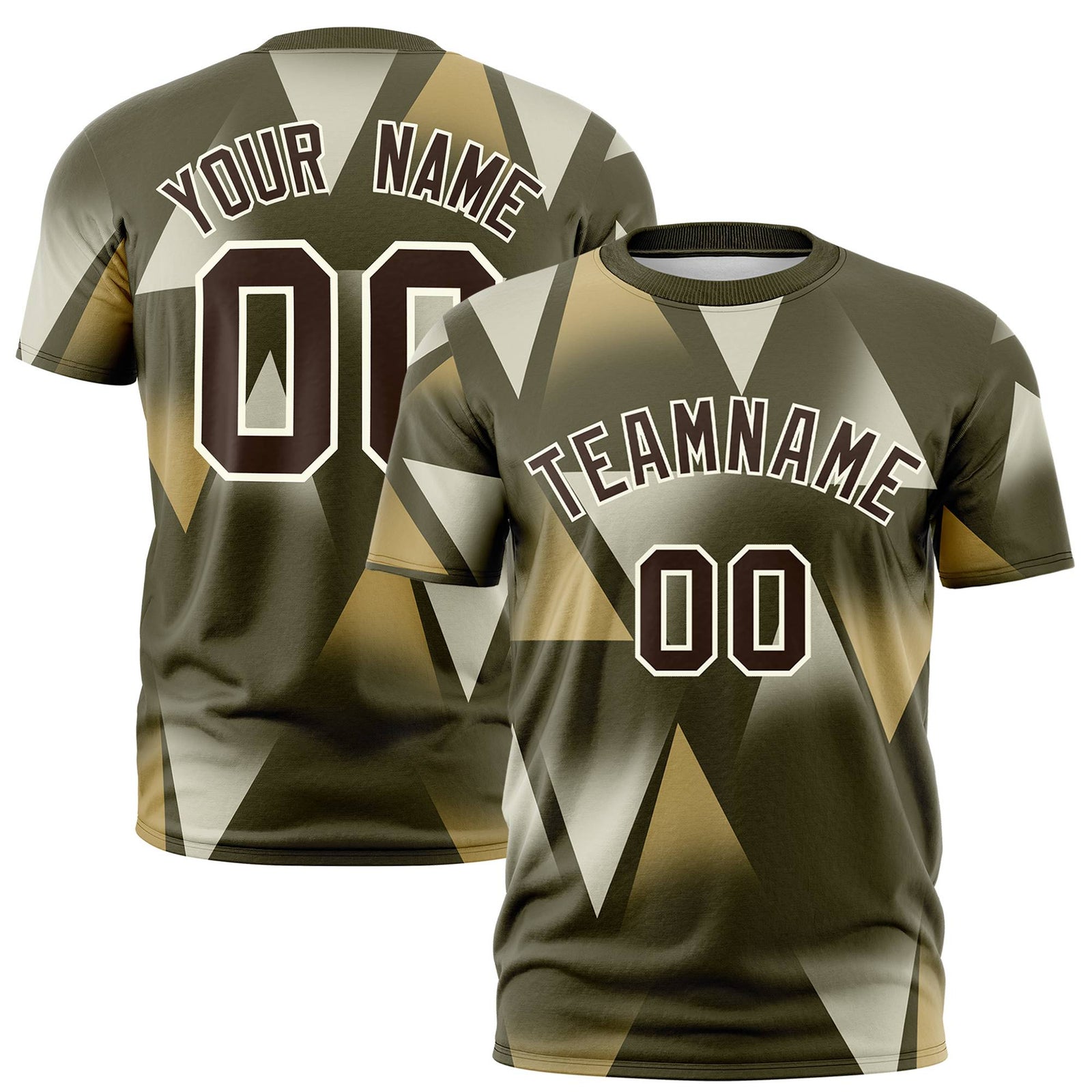 Custom Olive Old Gold-Brown Personalized Triangular Pattern Performance T-Shirt
