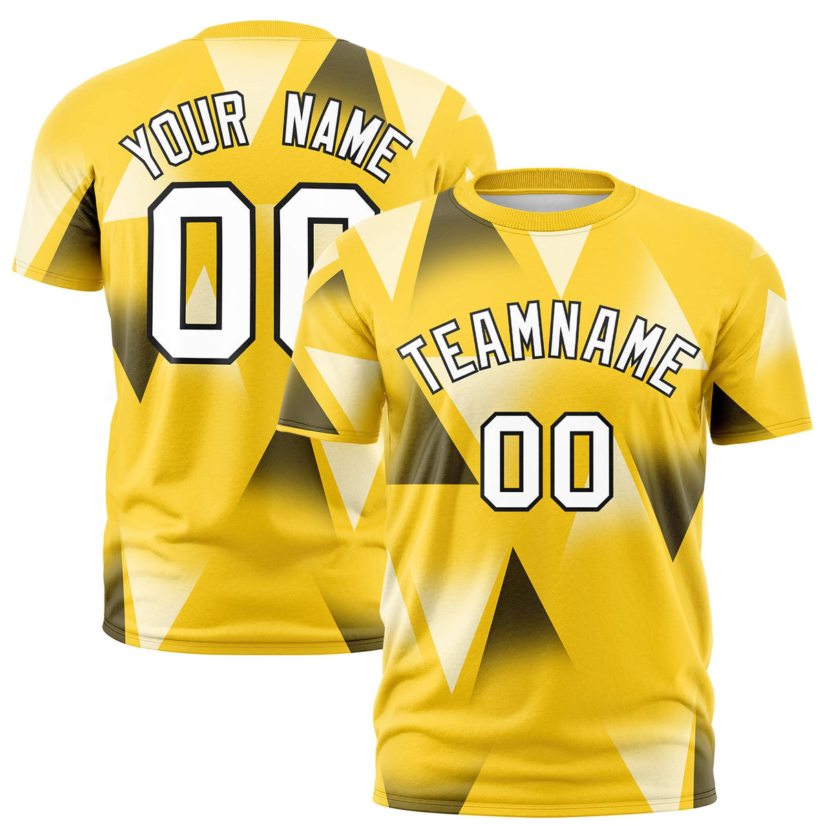 Custom Gold01 Black-White Personalized Triangular Pattern Performance T-Shirt