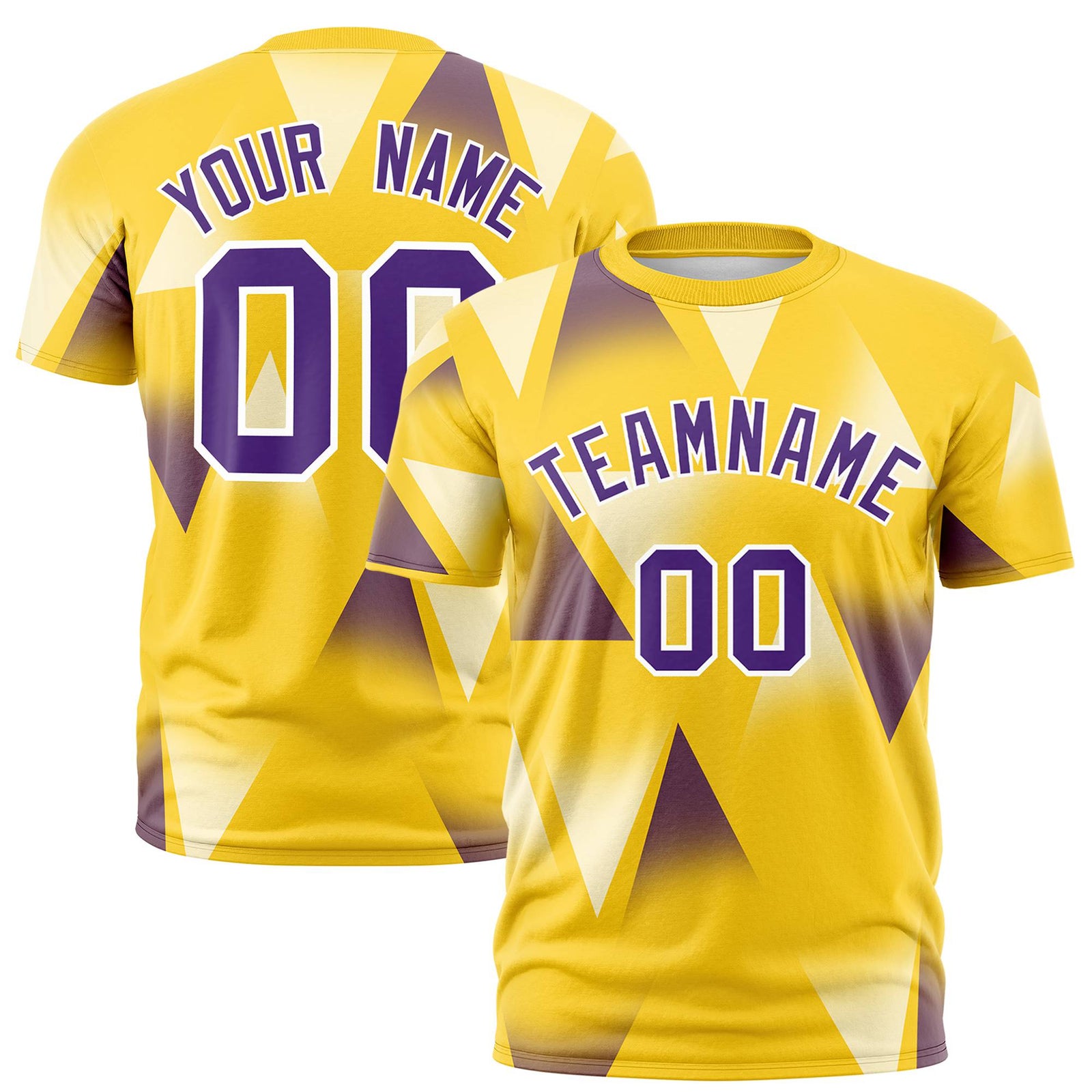 Custom Gold01 Purple-White Personalized Triangular Pattern Performance T-Shirt