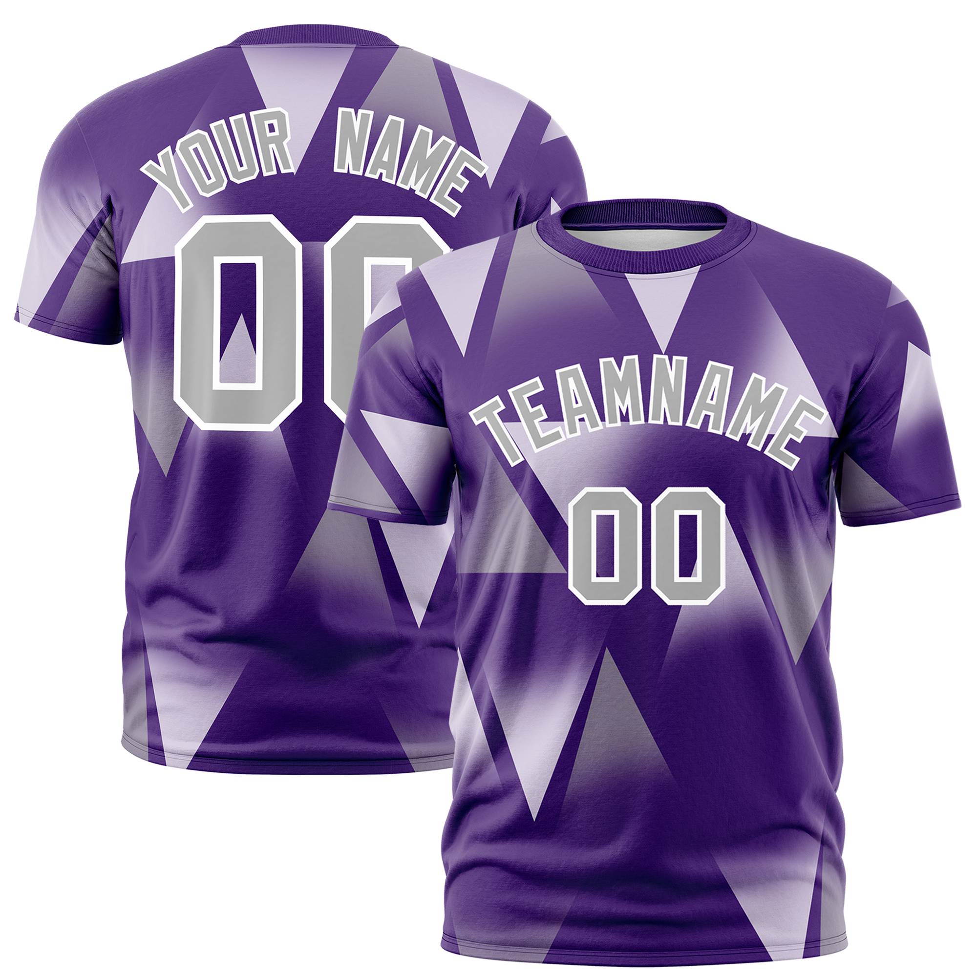 Custom Purple Gray Personalized Triangular Pattern Performance T-Shirt