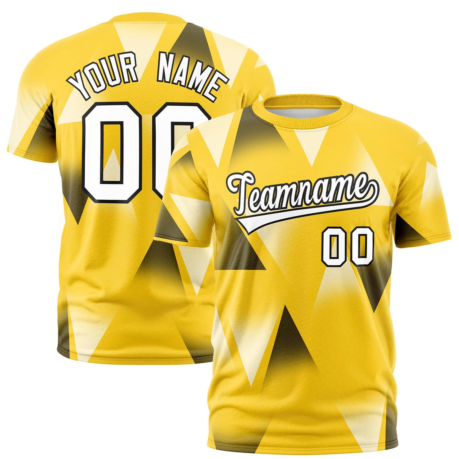 Custom Gold01 Black-White Personalized Triangular Pattern Performance T-Shirt